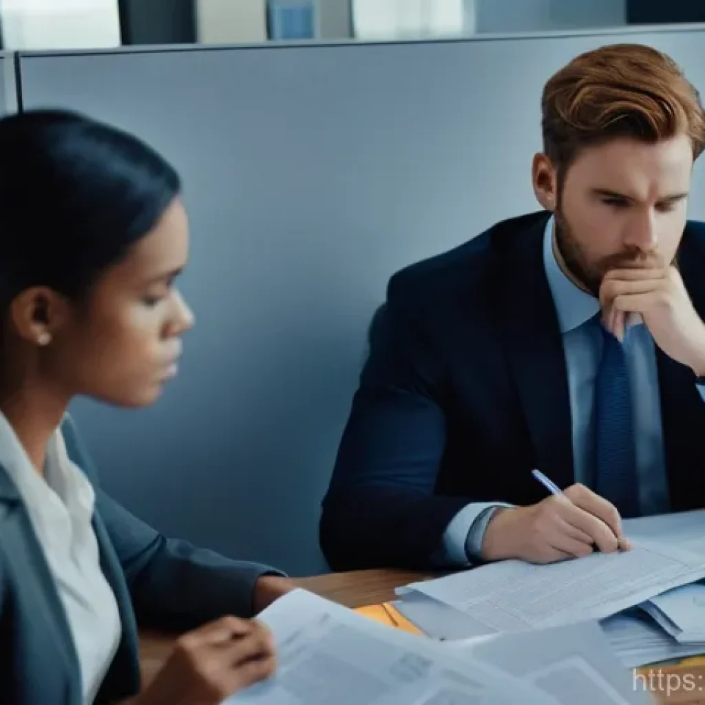 법률 자문가 직장 내 갈등 해결 - A diverse young professional, male, appears overwhelmed and isolated, sitting alone at a desk in a m...