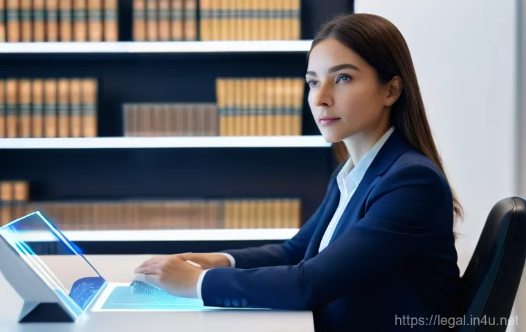 법률 자문가의 전문 분야 선택 - **Image Prompt 1: The Human Touch in an AI-Driven Legal World**
    A professional female legal advi...