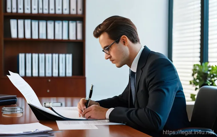 법률 자문가의 법률 서류 작성법 - **Prompt 1: The Diligent Preparer of Legal Documents**
    "A well-dressed, focused person, around 3...