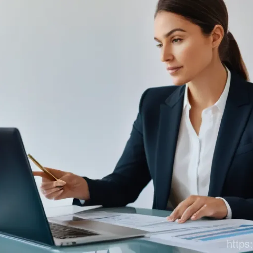 법률 자문가의 직무 세부 사항 - A professional female legal advisor in her late 30s, dressed in a sharp business suit, meticulously ...