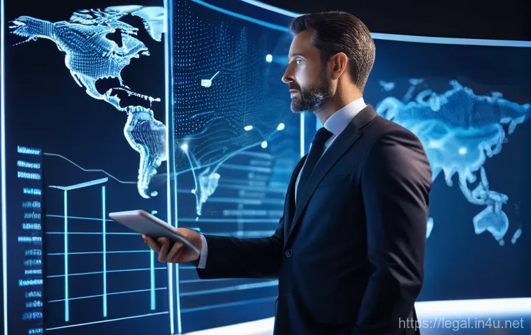 법률 자문가의 직무 세부 사항 - A professional female legal advisor in her late 30s, dressed in a sharp business suit, meticulously ...