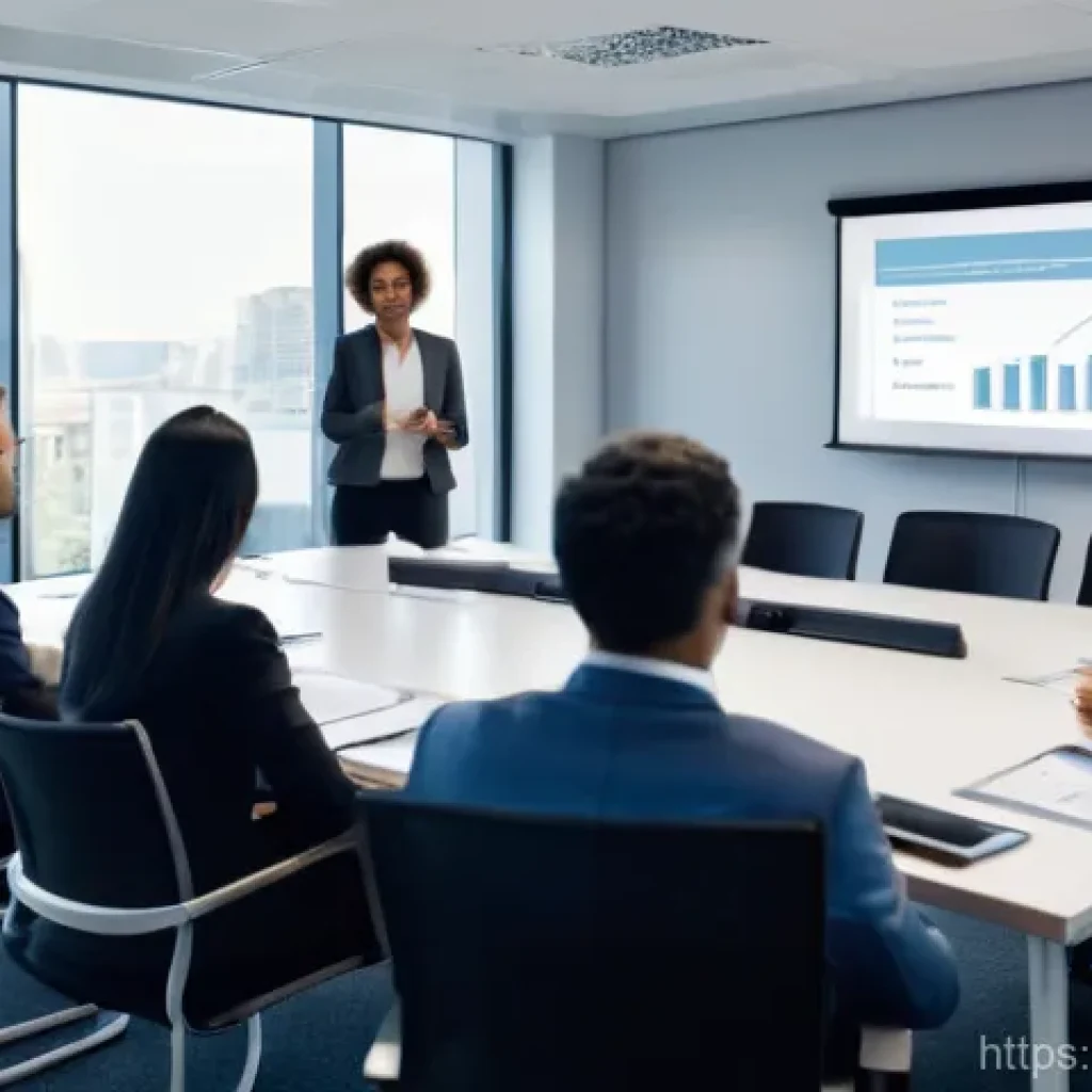 법률 실무 교육 - A group of diverse professionals, men and women in their 30s to 50s, dressed in smart business casua...