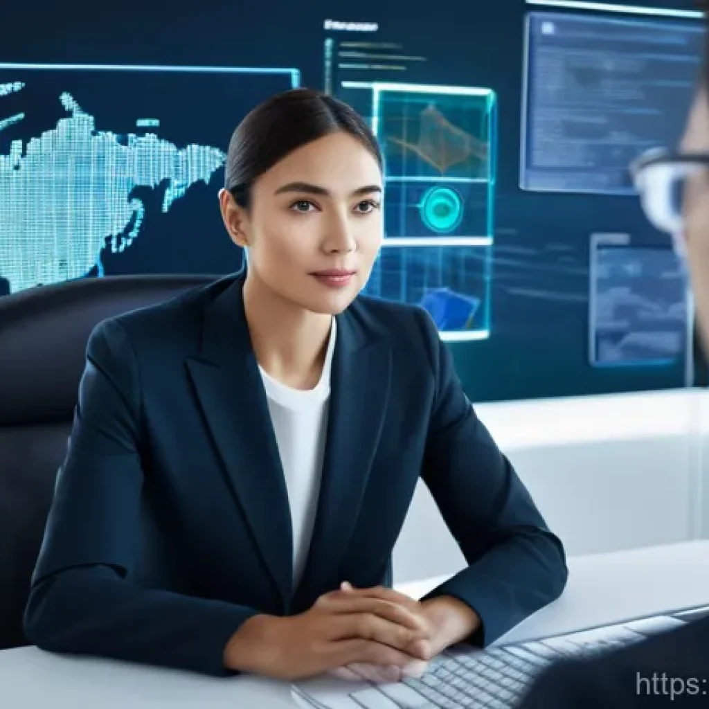 법률 자문가 직업 전망 - **Prompt:** A diverse legal professional, looking determined and intelligent, sits in a modern, slee...