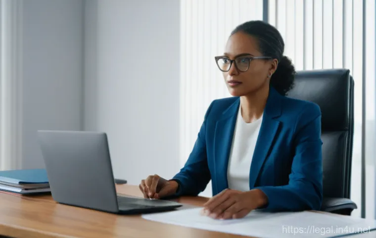 법률 자문가 직업 전망 - **Prompt:** A confident and diverse legal advisor, in a dynamic and bright meeting room, is engaging...