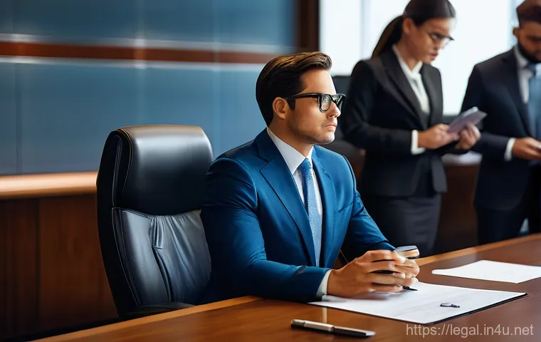 법률자문가의 업무 전략 - A diverse group of professionals, including a legal advisor and a client, are in a modern, well-lit ... 법률자문가의 업무 전략 - A diverse group of professionals, including a legal advisor and a client, are in a modern, well-lit ...