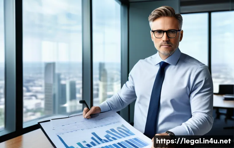 법률자문가 연봉 협상 노하우 - A professional legal advisor in a modern office setting, confidently presenting detailed charts and ...