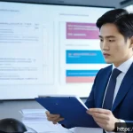 법률자문가의 실무역량 - A professional legal advisor in a modern office setting, deeply engaged in analyzing real case docum...