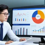 법률 자문가의 업무 실적 분석 방법 - A professional legal advisor analyzing performance metrics on a large digital dashboard in a modern ...