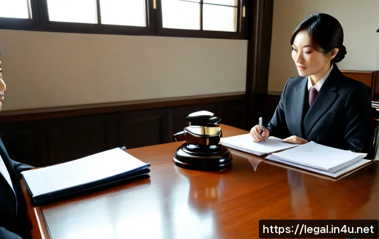 법률 자문가의 사건 처리를 위한 전략 - Photorealistic legal strategy meeting in a refined modern law office, experienced legal adviser in p...