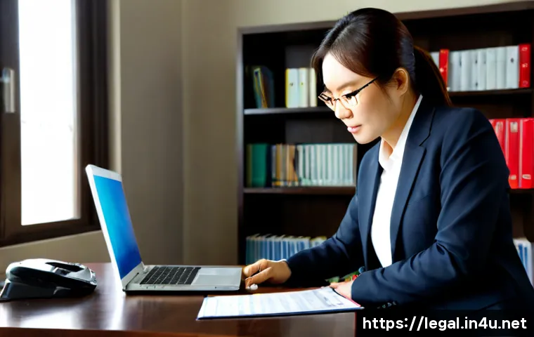 Home 17 법률자문가 실무 역량 강화 - Photorealistic legal advisor strengthening practical expertise, confident middle-aged professional i...